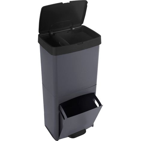Cubo de Basura para Reciclaje Triple 70L 3 Compartimentos con Pedal y Tapa Hermetica Vertical y Ergonómico Duradero (1/5)