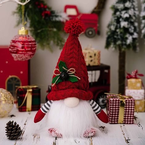 Gnome De Noël - Décor Lumineux Sans Visage Avec Paillettes - Thème Rudolph - 12,3 x 6,3 x 4 cm - 1 Pièce (1/5)