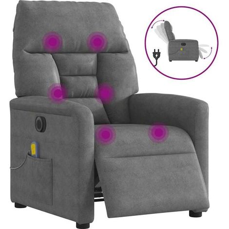 Fauteuil inclinable de massage électrique gris foncé
