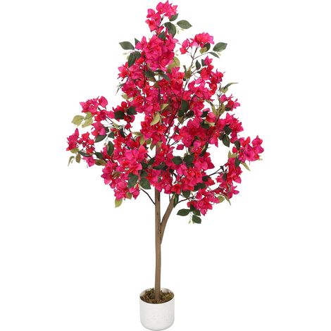 Bougainvillier Artificiel 100 cm/120 cm/150 cm avec Tronc Naturel - Fleurs triplées Roses, Plante Artificielle réaliste en Pot pour Jardin, Balcon et Appartement
