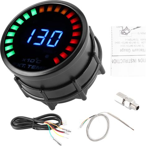 2x 52mm Sonde EGT Numérique LED Indicateur Température Gaz d’Échappement 12V pour Véhicule Essence (1/5)