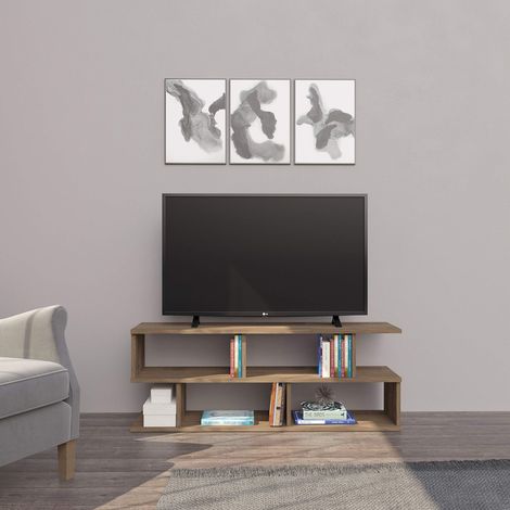 Meuble Porte TV, Panneau de Particules mélamine, Noyer (1/5)