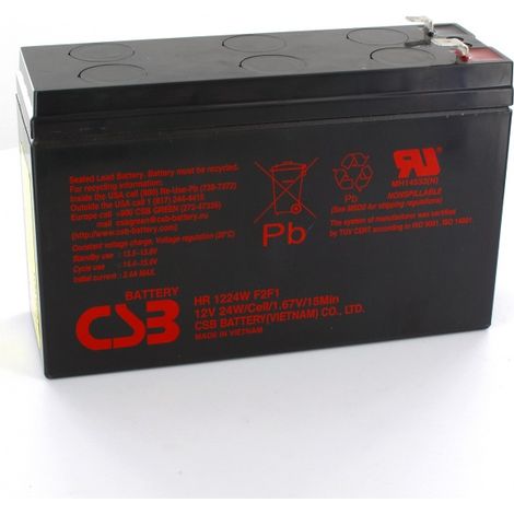 Batterie plomb 12V 24W – Haute capacité pour onduleur – 260 cycles à 100% de décharge – Compacte et légère – Csb Battery (1/3)