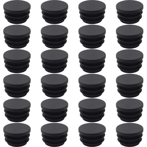 20 Embouts Pied de Chaise et de Table - Embouts Pieds de Chaise Ronds Noirs (22mm), Bouchon Plastique Universel pour Pieds de Chaise, Bouchon de Chaise, Bouchon de Tube, Bouchon Tube Rond (1/5)