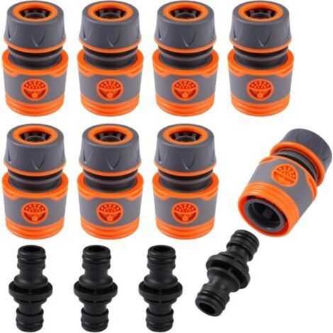 8 Pièces Embout Tuyau Arrosage, Raccord Tuyau D'arrosage, Kit de Raccordement avec Accessoires de Raccord, Kit de Raccords Rapide, pour Jardins Familiaux, Necessaire Darrosage