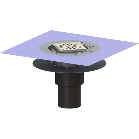 -Bodenablauf Ecoguss Klebeflansch DN 100, senkr., Variofix, Designrost (1/2)