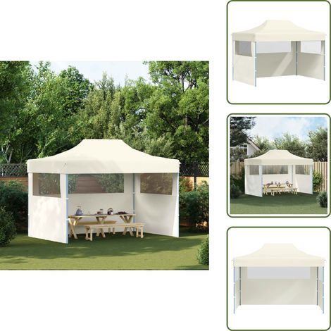 Profi-Partyzelt Faltbar mit 3 Seitenwänden 3×4m Stahl Creme - Outdoor Event Zelt - Partyzelt - Gartenparty - Grillplatz - Festivalzelt (1/5)