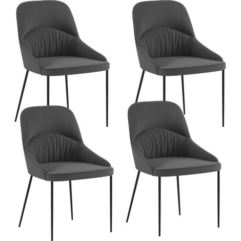 Set 4 Sedie Ginevra 54x63x89 cm in Tessuto Easy-Clean Grigio Scuro (1/5)