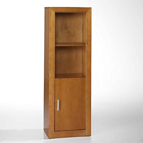 Meuble de rangement polyvalent 1 porte en pin massif coloris cerisier - Longueur 50 x Profondeur 37 x Hauteur 151,5 cm -PEGANE-