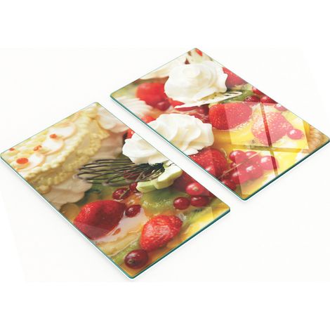 Planches de service en verre pour la cuisine, décorées de gâteaux et de fruits rouges, 2 x 30 x 52 cm (1/5)