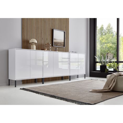 BMG Möbel Sideboard mit Metallfüße »Mailand Set 6«, Korpus weiß matt und weiß lackierte Hochglanzfronten (1/5)
