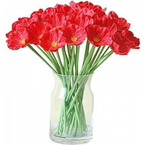 10Pcs Coquelicots Artificiels Rouge en Soie de Coquelicot Artificiel Coquelicots Sauvages Artificiels Fausses Fleurs Artificielles au Toucher Réaliste pour Intérieur Extérieur Décor d'automne (1/3)