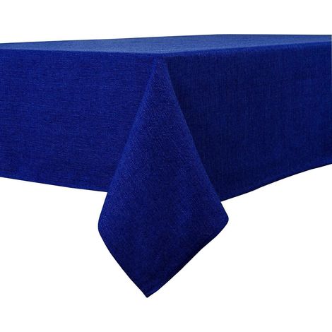 Abwaschbare Tischdecke Leinenoptik 140x180 cm Königsblau, wasserdicht, knitterarm