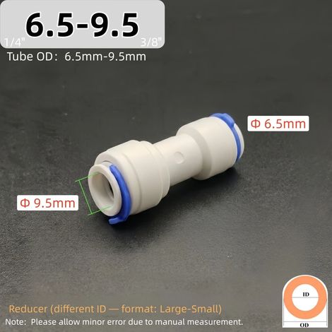 (6,5-9,5-3PCS) 3 raccords rapides pour osmose inverse, diamètre extérieur 1/4" et 3/8", raccord de tuyau droit en plastique pour eau RO. (1/5)