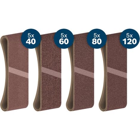 Bosch PRO Set de bandes abrasives X440, 75×457 mm, K40/60/80/120, 20 pcs, Starter Pack (1/5)