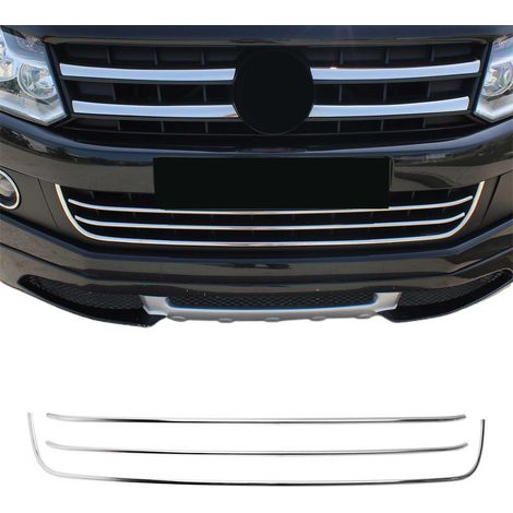 Moulure de Grille de Calandre Compatible avec VW Amarok 2010-2016, Garniture Baguette de Calandre en Acier Inoxydable Argent (1/5)