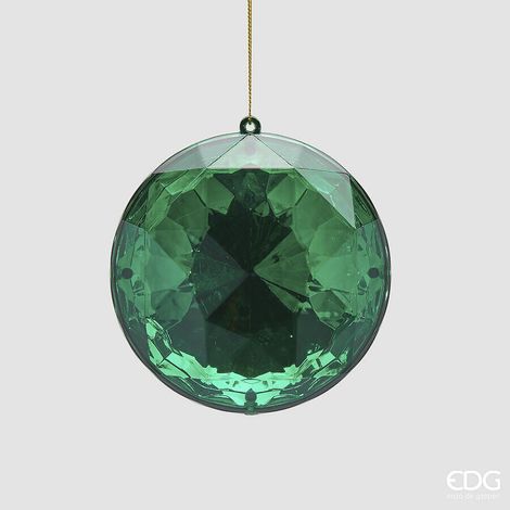 EDG Enzo De Gasperi Decoro Diamante Rotondo di Natale da Appendere D 10 Cm L 4,5 Cm Pp  Emerald Green