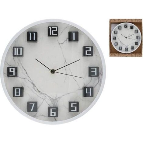 reloj de pared cocina con numeros 3d jalil y fondo marmol diametro 30 cms