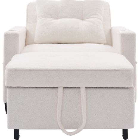 CHICFURN Divano letto convertibile 74x87x84 cm bianco in legno e metallo 3 in 1 (1/5)