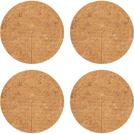 4 Pièces Disque de Protection Plante Toiled Paillage Coco Paillage Chanvre Tapis de Coco Plantes Noix De Coco Disque en Fibre De Coco Plantes Protection Tapis en Fibre De Coco, Biodégradable (1/5)