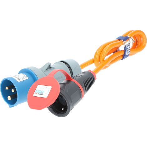 Kalle Adapterkabel CEE 230V 16A 2,5mm² auf Schuko Extreme Signal Orange IP44 1,5 Meter