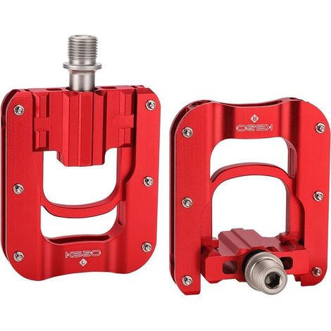1 paire de pédales de vélo pliables de 2,4 cm en alliage d'aluminium avec roulements scellés et broches antidérapantes pour vélo Brompton pliable de montagne et de route Noir (1/4)