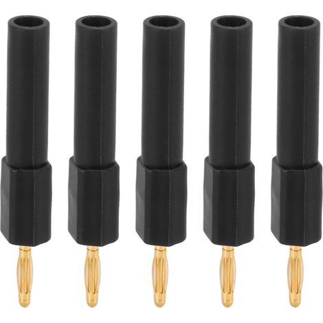 Adaptateurs de fiches bananes (lot de 5), connexion robuste, haute conductivité, 2 mm à 4 mm, noirs. (1/5)
