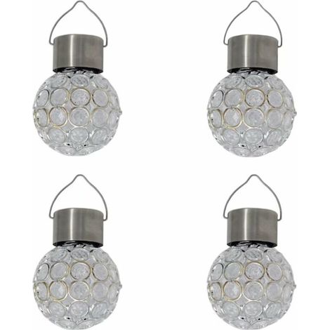 Lot de 4 lampes solaires suspendues d'extérieur, étanches, avec contrôle de la lumière, pour jardin ou cour (lumière blanche).-AquaForge (1/5)