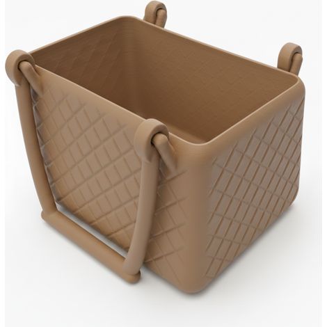 Cestino decorativo con manici, organizer marrone per casa e bagno. (1/3)