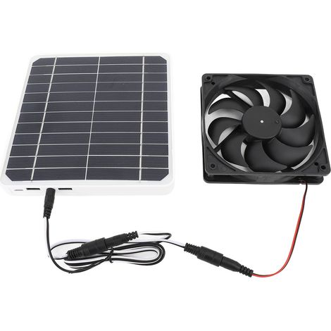 Ventilateur d'extraction solaire silencieux de 20 W avec panneau solaire monocristallin et support pour poulailler ou maison pour animaux. (1/5)