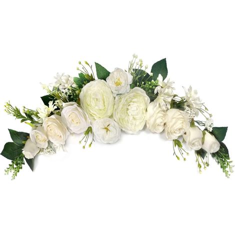 Künstliche Pfingstrosen Girlande 60cm Elfenbein für Hochzeit & Deko (1/5)