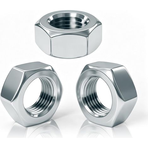 150 pièces M5 Écrous Écrous hexagonaux Zingués Acier Écrou pour vis tiges filetées boulons rondelles accouplements réglage Éléments de fixation pour intérieur et extérieur (1/5)