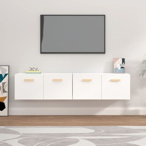 vidaXL Mobili Parete 2 pz Bianco 80x35x36,5cm Legno Multistrato (1/5)
