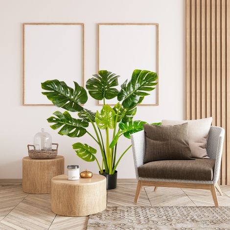 Pianta artificiale Monstera 110 cm con vaso nero HAVRYA (1/5)