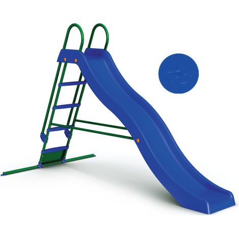 Scivolo per Bambini 285x46x165,5 cm in Metallo Blu e Verde (1/2)