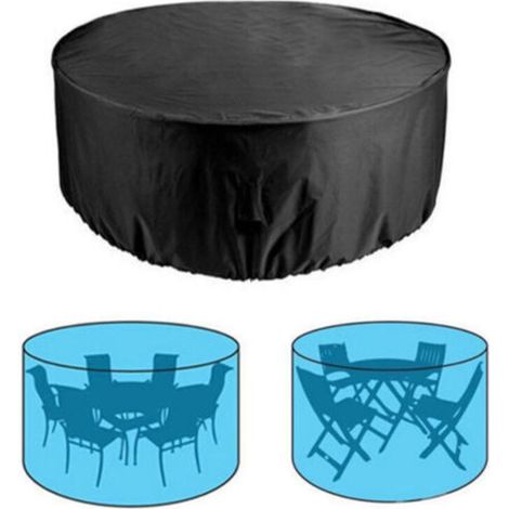 Housses de meubles de patio rondes, 120 cm de diamètre x 75 cm de hauteur, housse de meubles d'extérieur imperméable, coupe-vent, anti-poussière, anti-UV, housse de table d'extérieur, housse d (1/5)