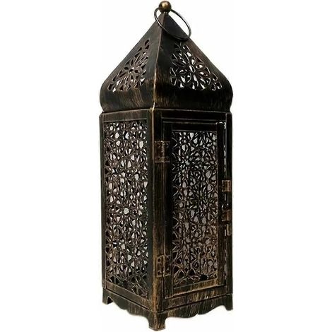 Lanterne vintage en métal, style givré, à poser sur une table, sans bougie ZTFD-48L (1/5)