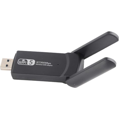 Carte WiFi USB 3.0 Double Antenne 1300Mbps, Adaptateur Réseau Sans Fil Haute Vitesse avec Disque d'Installation (1/5)