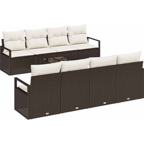 Garden Sofa Set with Cushion 9 pcs Brown and Cream Poly Rattan vidaXL (1/5)