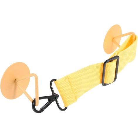 La chatière est équipée d'une sangle réglable pour faciliter l'accès des animaux et est fabriquée en tissu jaune. (1/5)