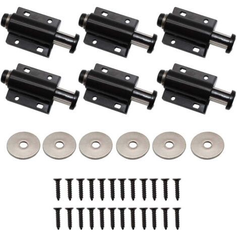 6 Pièces Loquets Magnétiques, Fermeture Push, Amortisseur de Porte Magnétique, Aimant Poussoir, Pression Attrape, pour Armoire Tiroir Placard (Noir) (1/5)