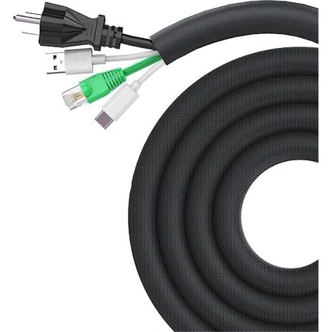 Gaine de protection pour câbles de 3 mètres, idéale pour les chiens et les chats. Elle facilite la gestion des câbles et les protège des morsures des animaux (2,5 cm). (1/5)