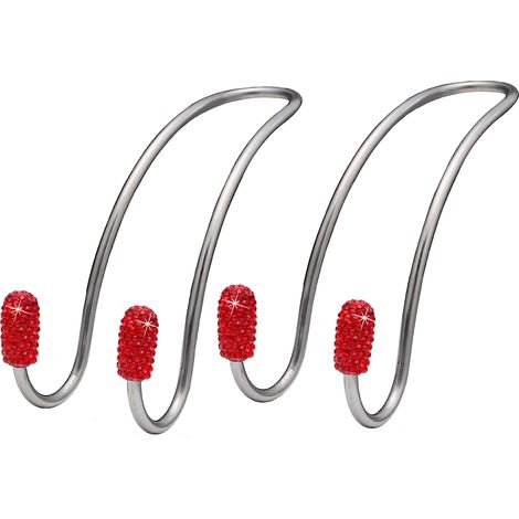 Crochets de voiture brillants, crochets de rangement pour appuie-tête de siège, porte-bagages arrière robuste et durable, universel pour SUV et camions, paquet de 2 (rouge). (1/5)