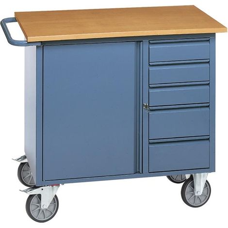 Servante d'atelier H920xl1080xP590 mm bleu pigeon, RAL 5014 nombre tiroirs x H 3 x 95, 2 x 142 mm PROMAT (1/2)
