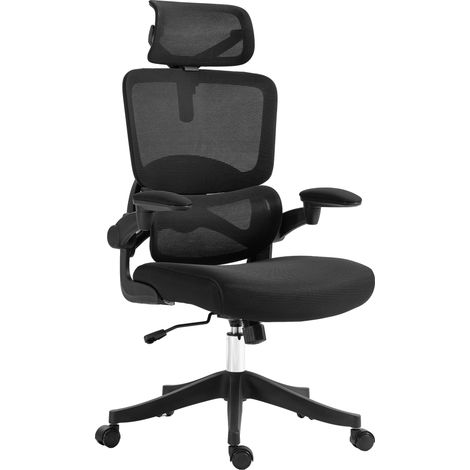 Sedia da ufficio altezza regolabile inclinazione supporto lombare, 62x58x120-133 cm, Noir (1/5)