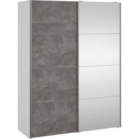 Dmora - Guardaroba 2 ante Seraphine, Mobile camera da letto, Cabina armadio portabiti, Armadio appendiabiti, 150x61 h200 cm, Bianco e Grigio