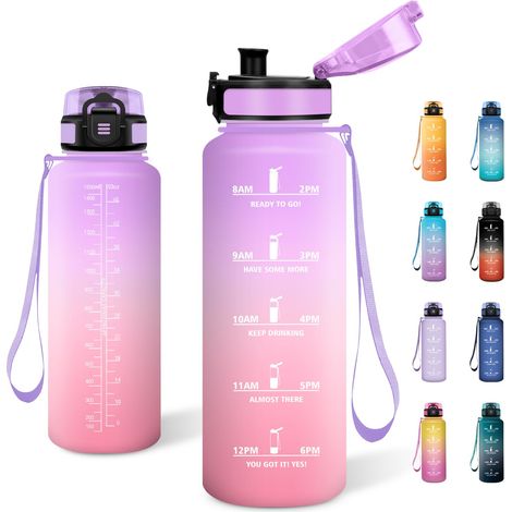 Gourde Sport 1.5L, Bouteille Motivation avec Filtre, Bouteille d'eau Anti Fuite, Réutilisable, pour l'École, Bureau, Extérieur, Fitness (1/5)