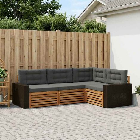 vidaXL Outdoor-Sofagarnitur 4 pcs Natur und Anthrazit (1/5)