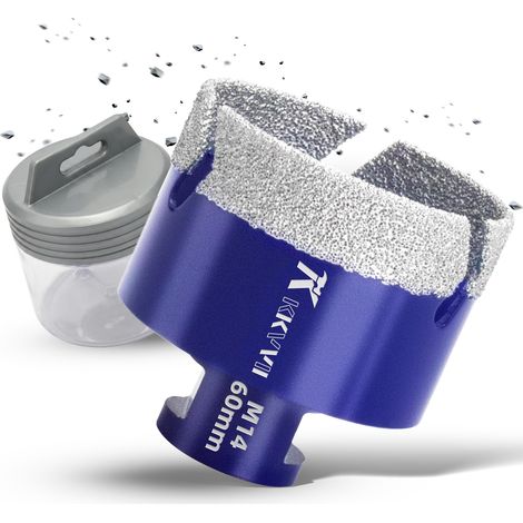 Carrelage Diamant 60mm Scie Cloche Diamantée Trépans de Forage Avec Brasé Sous Vide et Filetage M14 pour Granit Porcelaine Céramique Marbre, pour Meuleuse d'angle (1/5)
