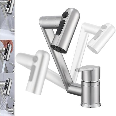 Robinet De Cuisine Haute Pression, Pivotant à 360° Mitigeur Sous FenêTre Acier Inoxydable 304 Robinet Pliable Robinets De Cuisine Sous FenêTre Argent Brossé (1/5)